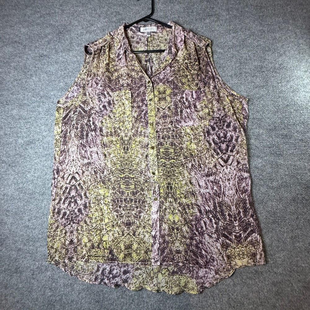 Jennifer Lopez Womens XL Sleeveless Snakeskin Print Cowl Back Chiffon Blouse Top